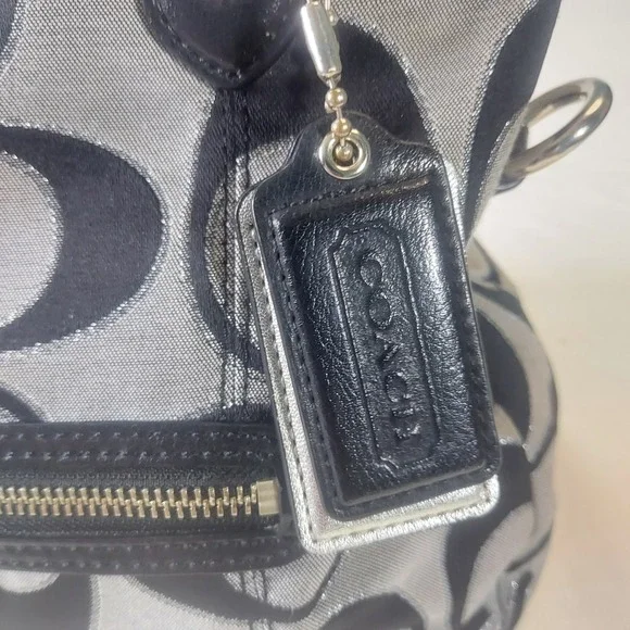 Coach Signature Taylor Tote Bag Black Silver Jacquard Leather F23940 Read! - Picture 10 of 10
